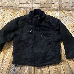 Kenneth Cole Black Faux Suede Zip Up Snap Button Jacket Coat
